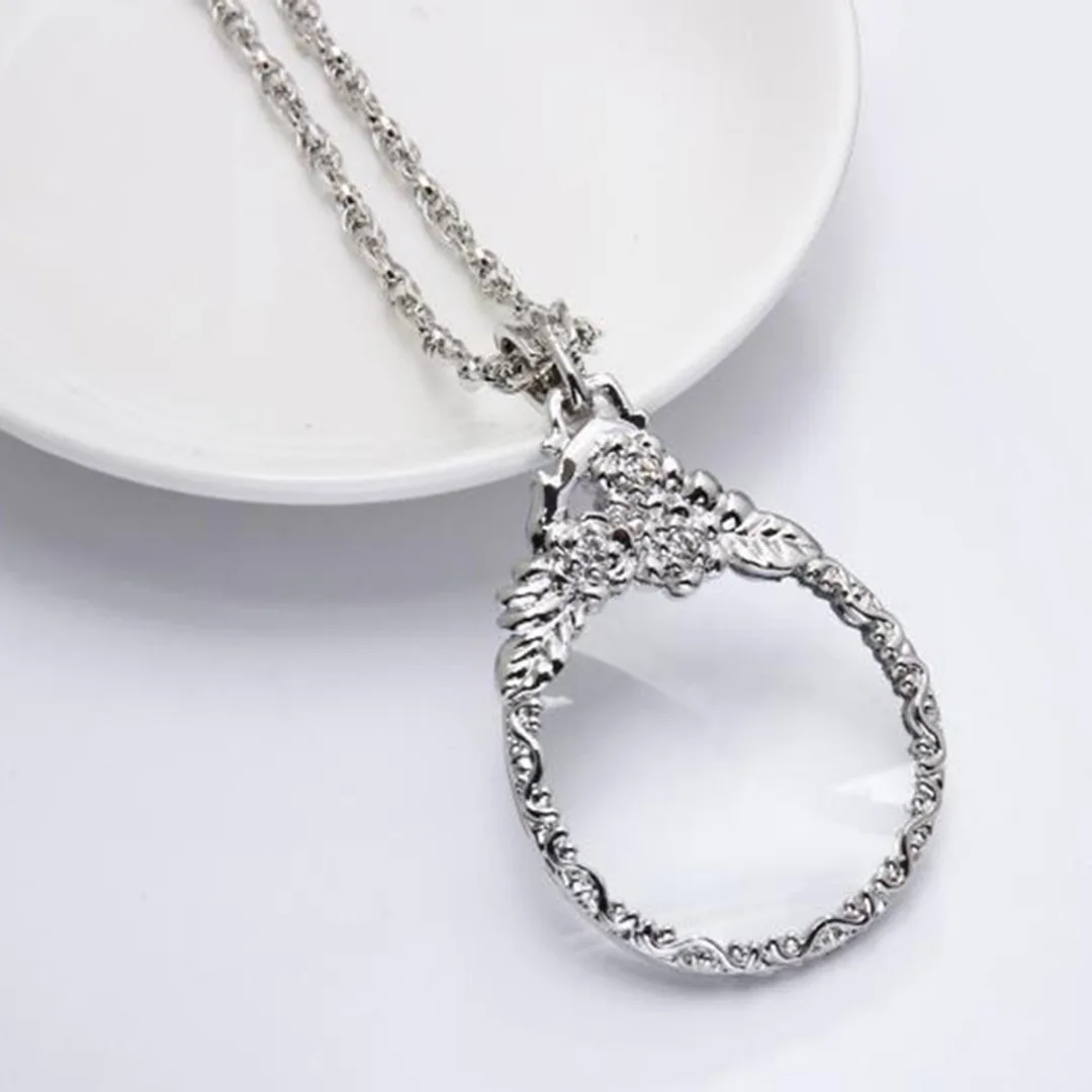 1pc Magnifier Pendant Necklace Alloy Jewelry Magnifying Chain Creative Portable Magnifiers Pendants Necklaces