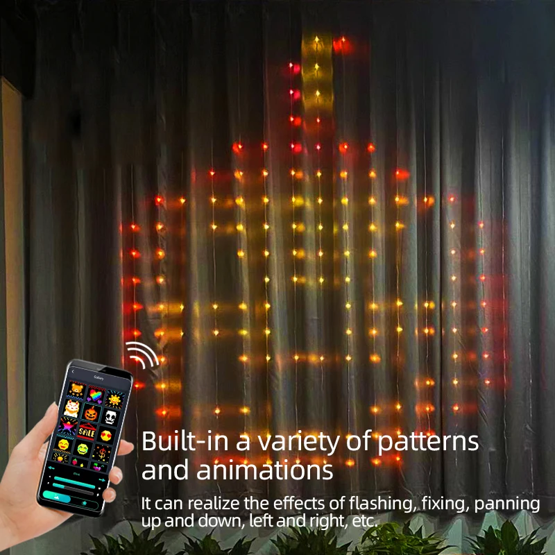 Pаспродажа Оконная занавеска WS2812B, многоцветная гирлянда с управлением через приложение «Водопад», Bluetooth, Рождественская, свадебная, праздничная декор...