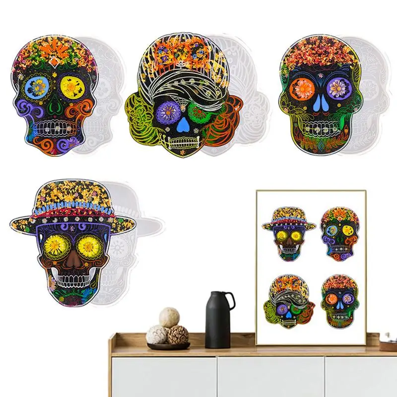 

4 шт./набор, силиконовая форма для подставки в виде черепа