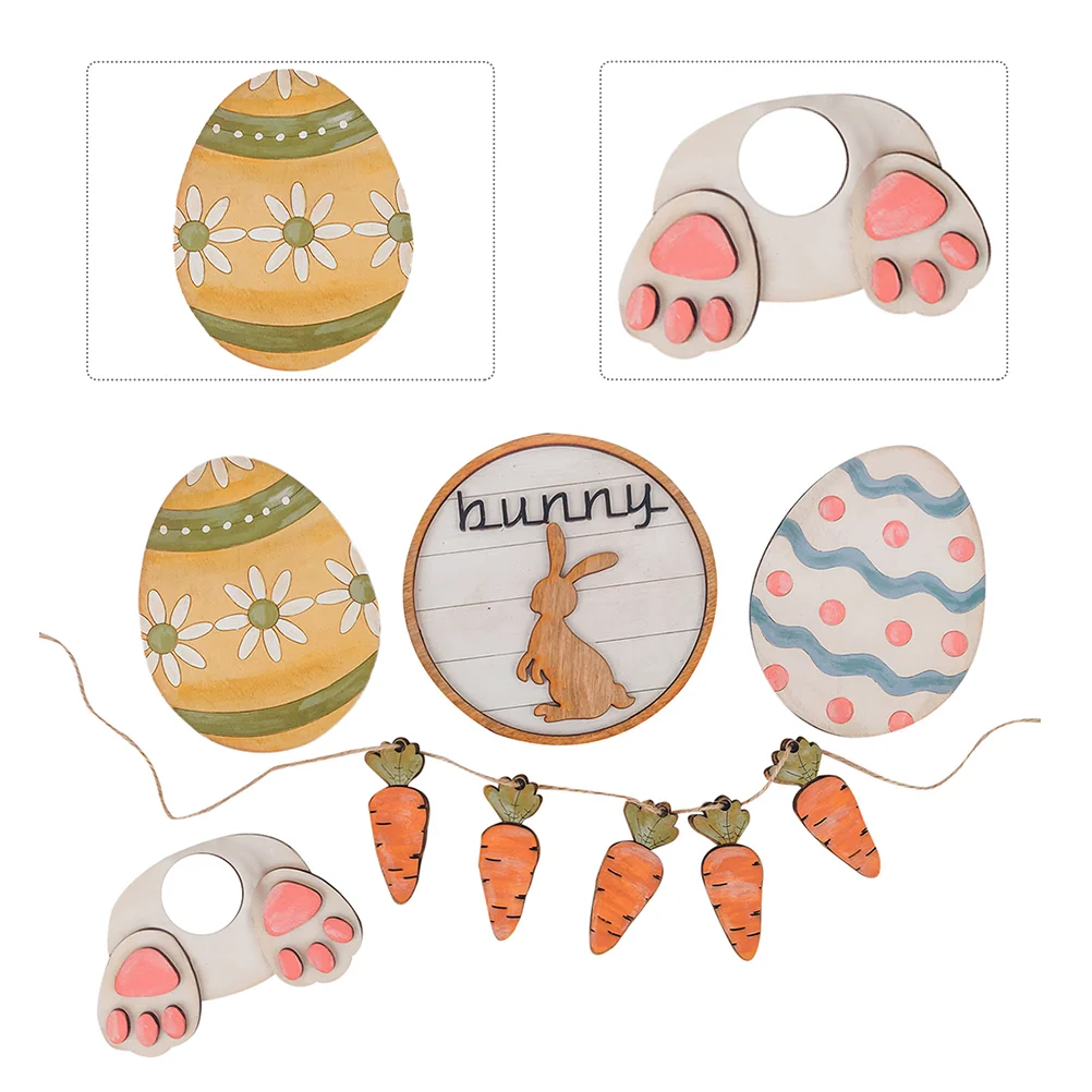 

1 Set of Easter Themed Desk Ornaments Table Tiered Tray Adornments Easter Layout Decors