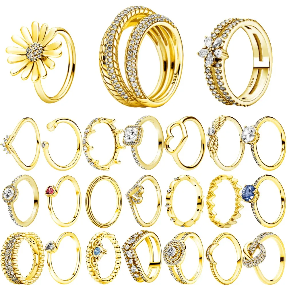 

Модное винтажное кольцо MYBEBOA из стерлингового серебра 925 пробы золотого цвета обручальные европейские кольца ювелирные изделия подарок для...