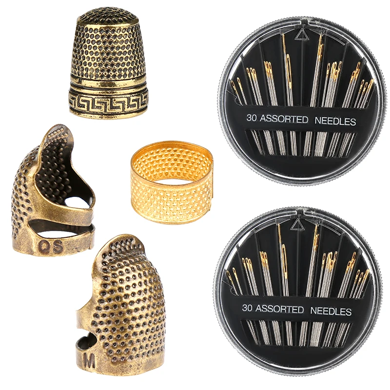 

MIUSIE Sewing Set With Thin Sewing Needles Finger Protector Antique Thimble Gold Ring DIY Sewing Craft Tools Accessories Kit