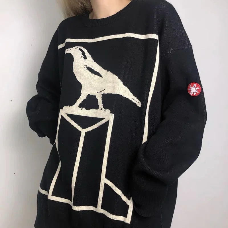 

Oversize CAVEMPT C.E Sweater Loose Bird Jacquard Padded Cav Empt Sweater Men Woman 1:1 Best Quality Crewneck Sweater 2021FW