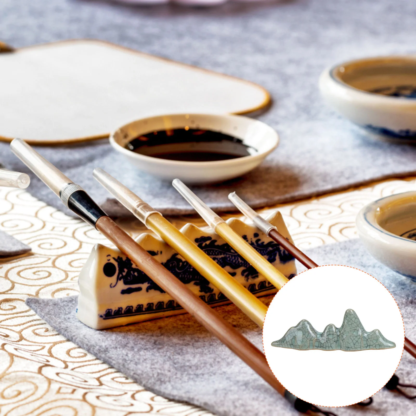 

Rack Delicate Calligraphy Brush Rack Ceramic Ink Pen Stand Chinese Brush Rack Decorative Paint Brush Holder for Gift Office Home