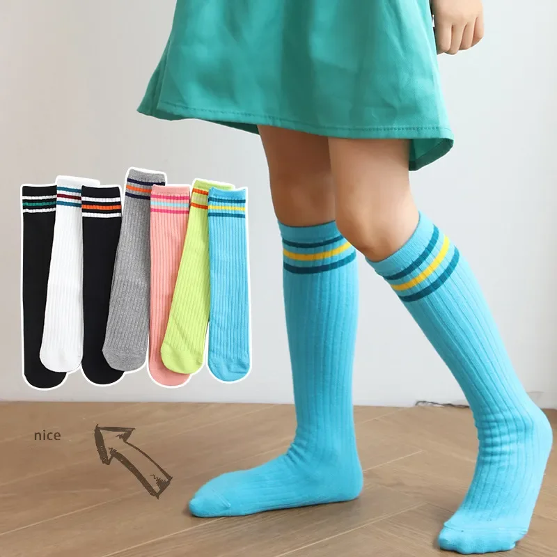 Autumn Baby Girls Sock Knee High  Cotton Cute Little Character Knee Socks Kid Clothing Unisex Toddler Boot Sock Stripe