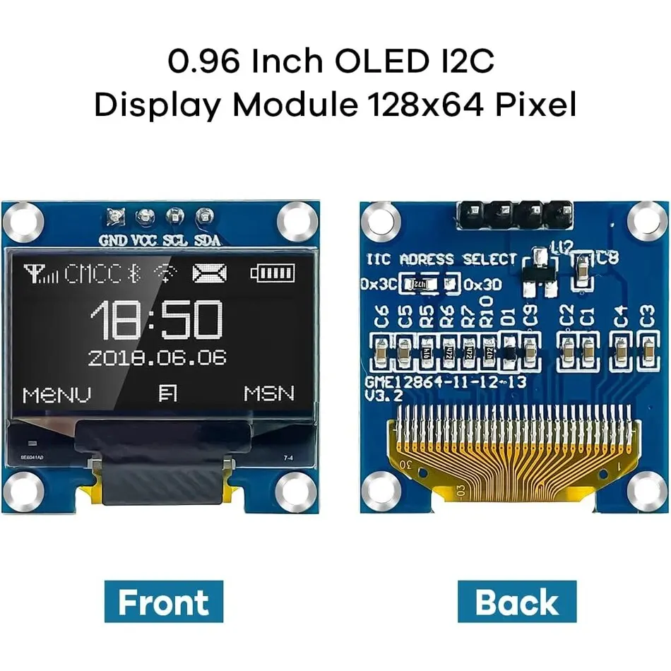 Оled-дисплей модуль I2C IIC 128x64 SS - D 1306 3 V-5V синий/синий желтый/белый для Arduino ESP32 ESP8266