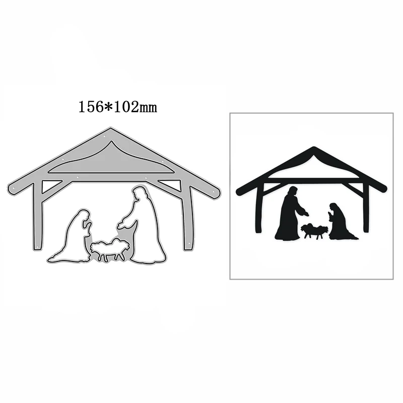 

New Two People Thatched Cottage Metal Cutting Die Scrapbook Template Cutting Card Making Decorative Relief Photo Album Crafts