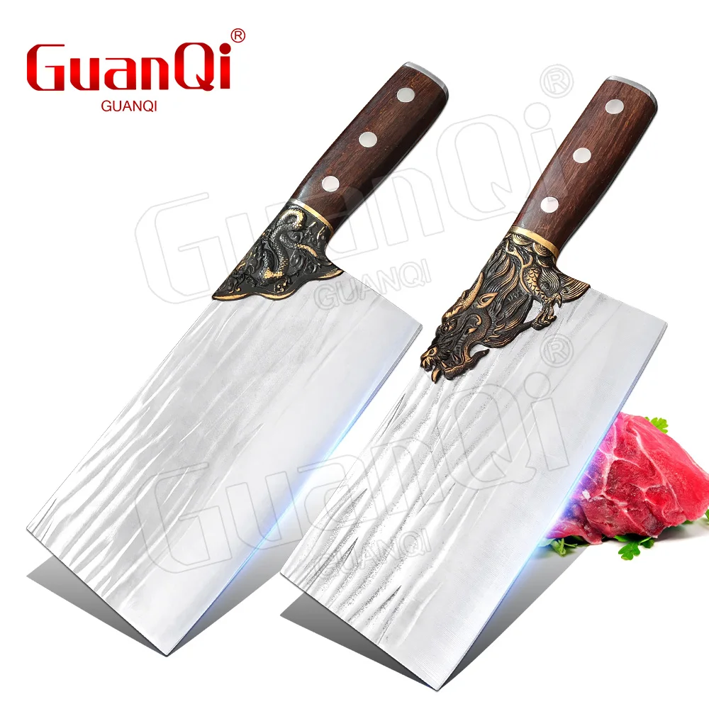 

Китайский Мясницкий кухонный нож с деревянной ручкой из нержавеющей стали шеф-повар ножи мясника ножи для мяса рыбы овощей столовые приборы нож для готовки
