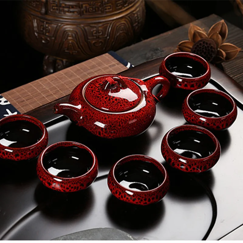Chinese Travel Kung Fu 7pcs Tea Sets Ceramic Portable Porcelain Service Gaiwan Tea Cups Tea Ceremony Teapot Gift Box
