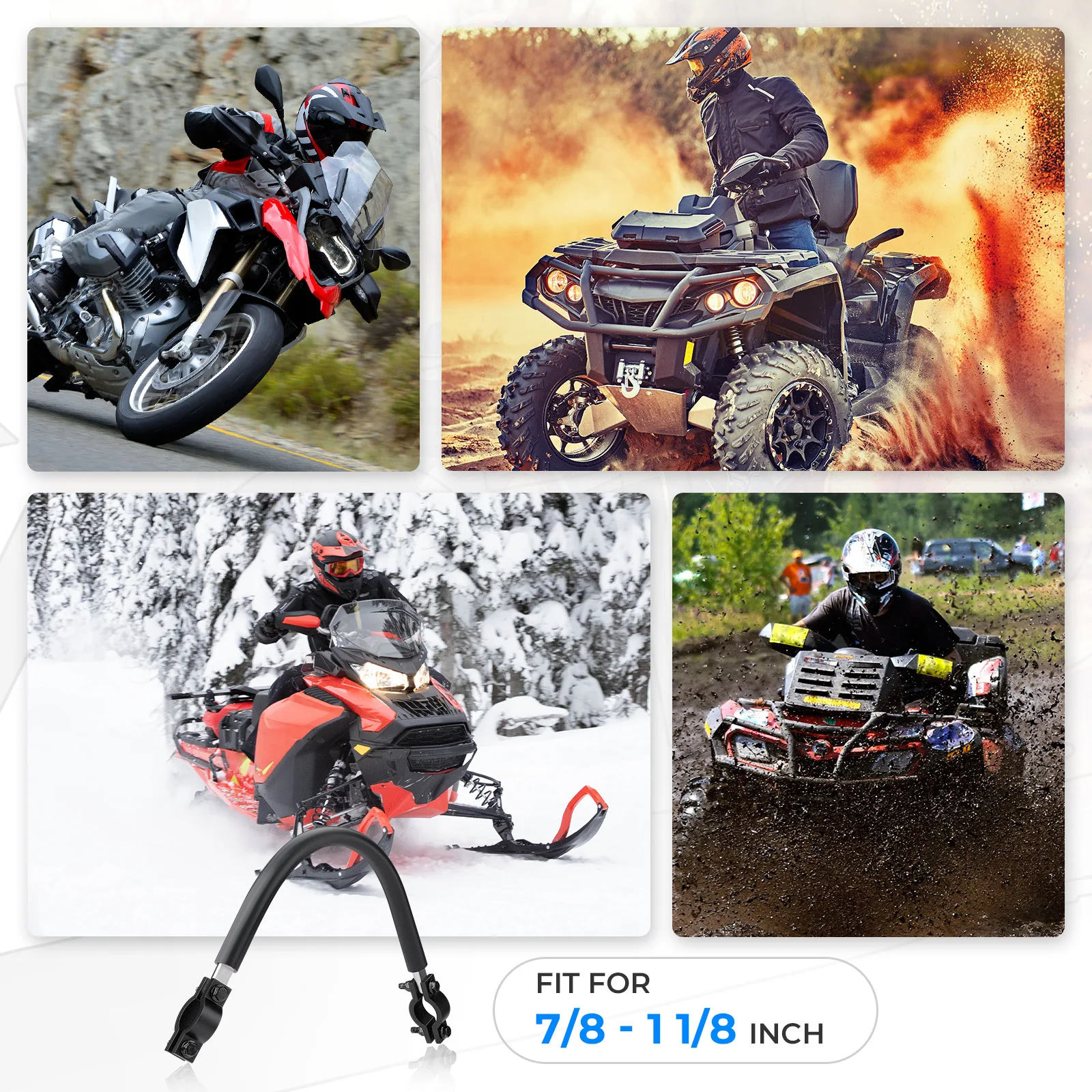 

Compatible with Polaris Sportsman ATV Handle Bar For Can-Am 0.875-1.125" Snowmobile Mud Strap Child Handrail Handle Bar