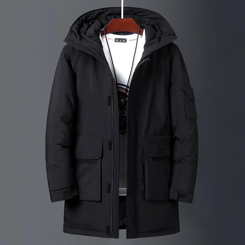 2022 New Winter Jackets Men White Duck Warm Hooded Long Down Jackets Autumn Casual Top Parka Male Black Fluffy Coat Beige Yellow