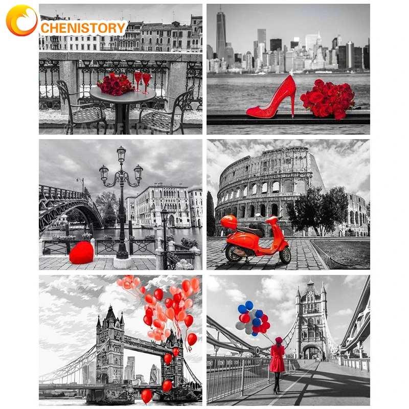 

CHENISTORY 40x50cm DIY Frame Painting By Numbers Kit City Street Oil Acrylic Paints Painting Unique Gift For Wall Art Home Decor