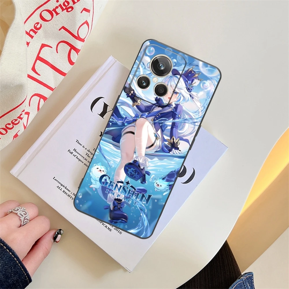 Черный мягкий чехол для телефона Genshin Impact искусственная кожа Realme GT 2 9i 8i 7i Pro X50 X2 C35
