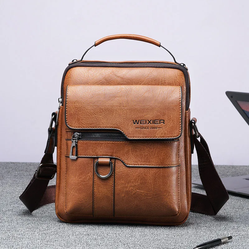 Crossbody Men's single shoulder Bag Vintage leather men travel business casual leather messenger bag