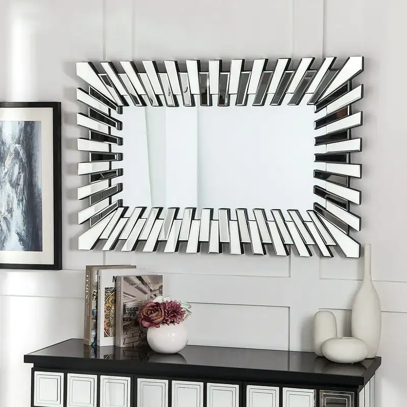 

Mirror Decor Sunburst Rectangle Mirrrors Silver Modern Mirror for Home Decor 40X 26 in