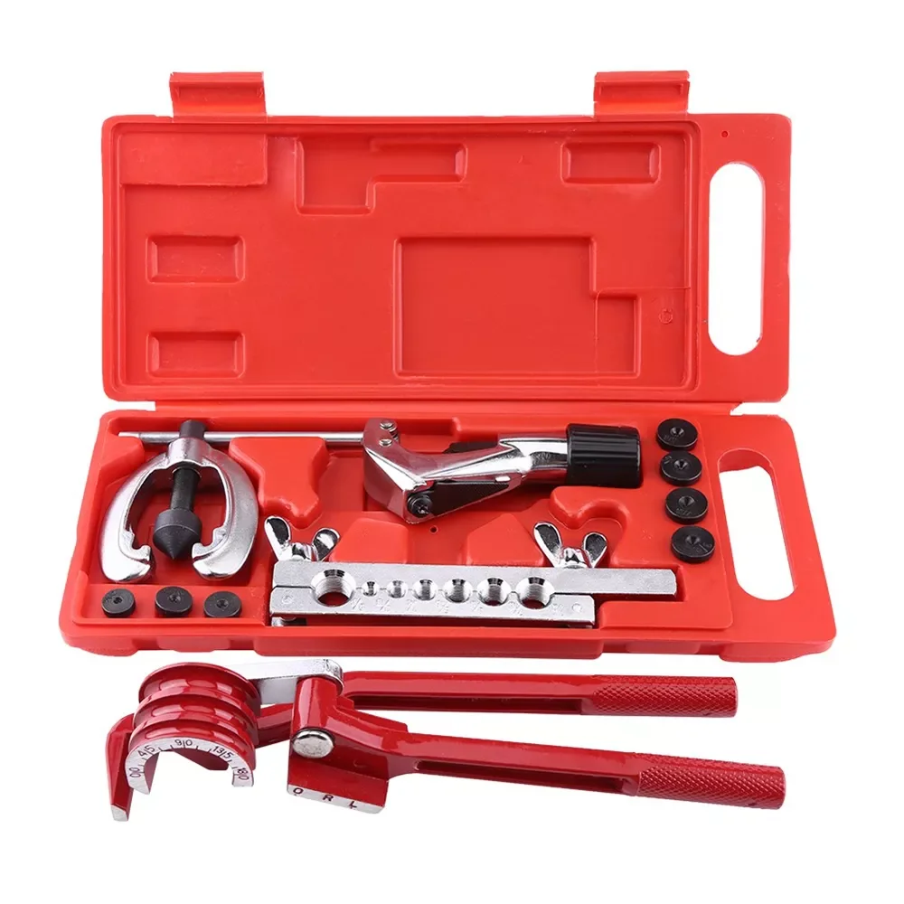 Pipe Flaring Kit Brake Fuel Tube Repair Flare Kit With Cutter Bending Tool Set for 1/4inch 5/16inch and 3/8inch pipe