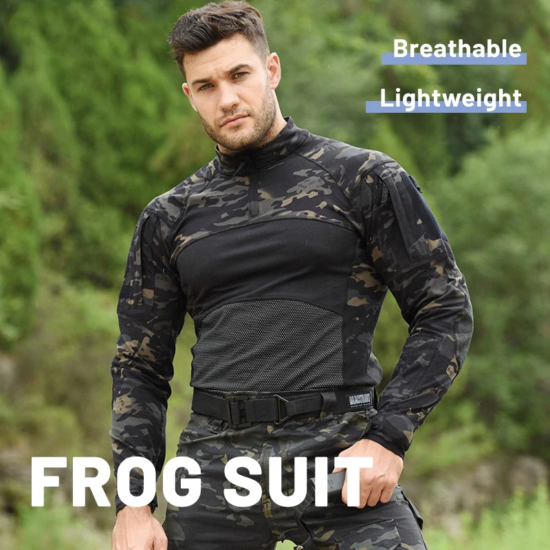 

Men Long Sleeve Tactical Shirts Hiking Multicam FROG Training Clothes Winter Camouflage Airsoft Cycling Camping Combat T-Shirts