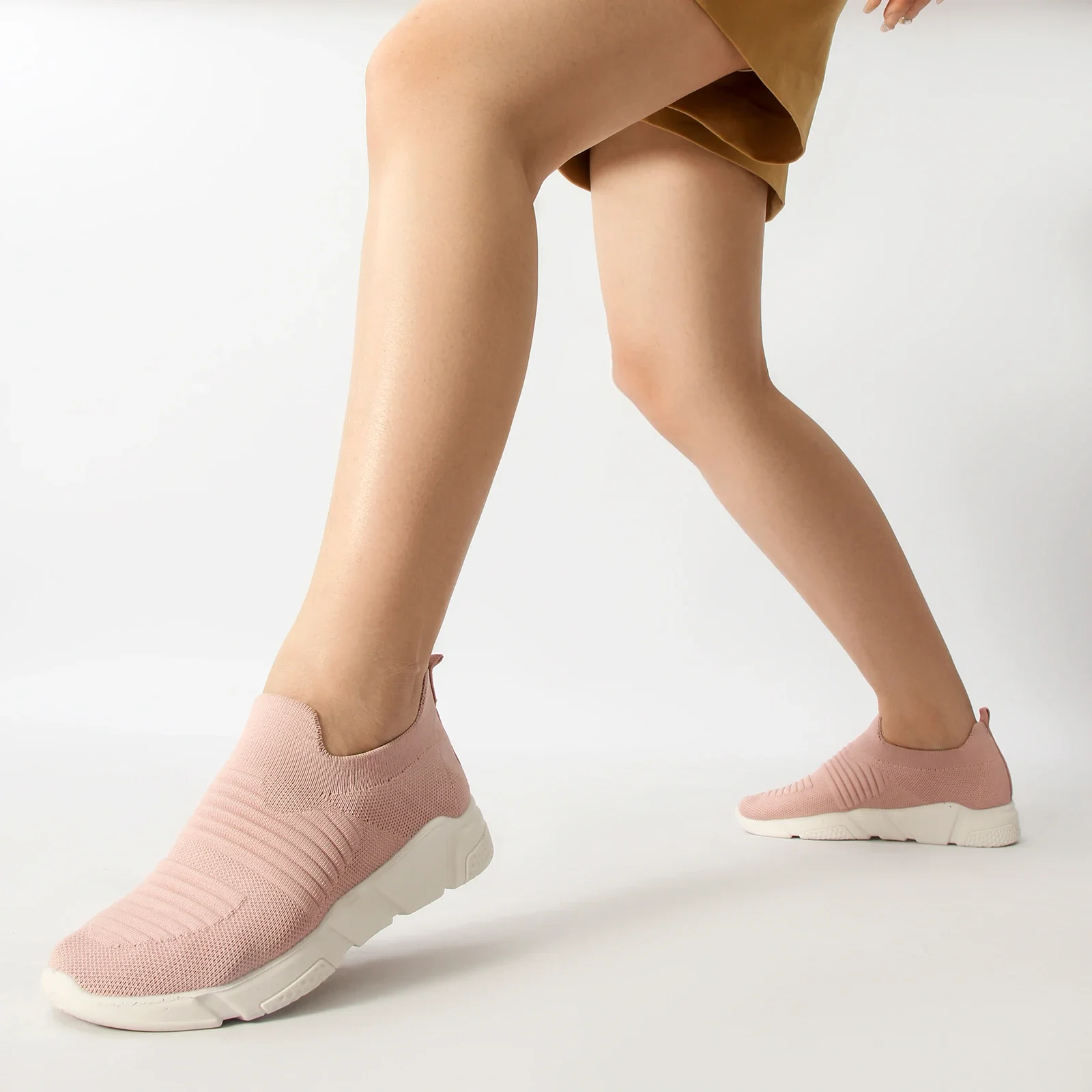 Туфли-носки женские вязаные теннисные туфли без застежки плоская подошва лоферы