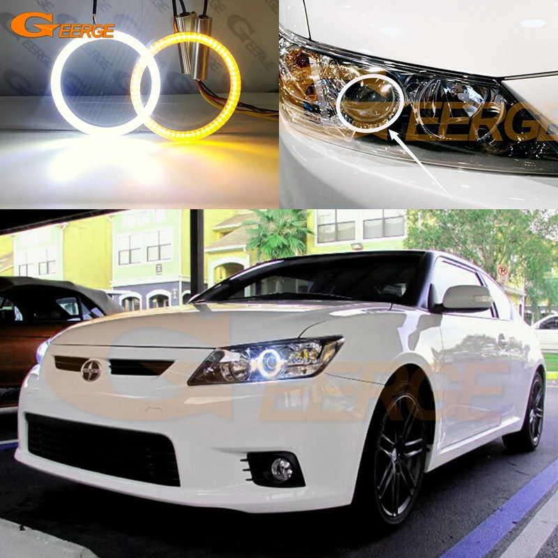 

For Scion TC 2011 2012 2013 Ultra Bright A/W Switchback Day Light Turn Signal SMD LED Angel Eyes Kit Halo Rings