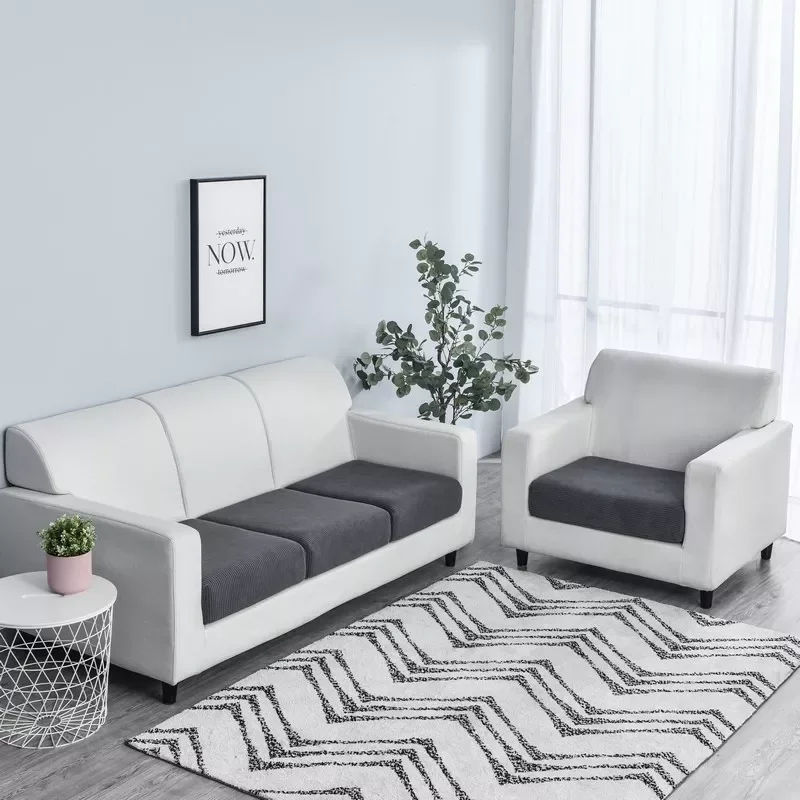 

Чехол для дивана, серый Эластичный съемный чехол для подушки, из флиса, для гостиной, мебели
