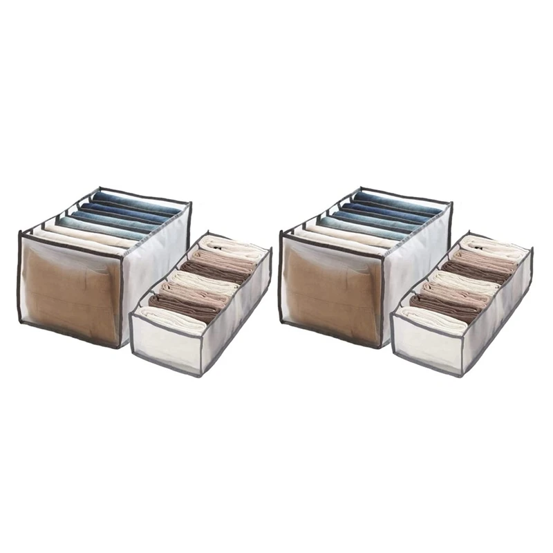 

4 Pcs Wardrobe Clothes Organizer Foldable Clothes Drawer Organisers Mesh Clothes Storage Boxes Visible Grid Divider