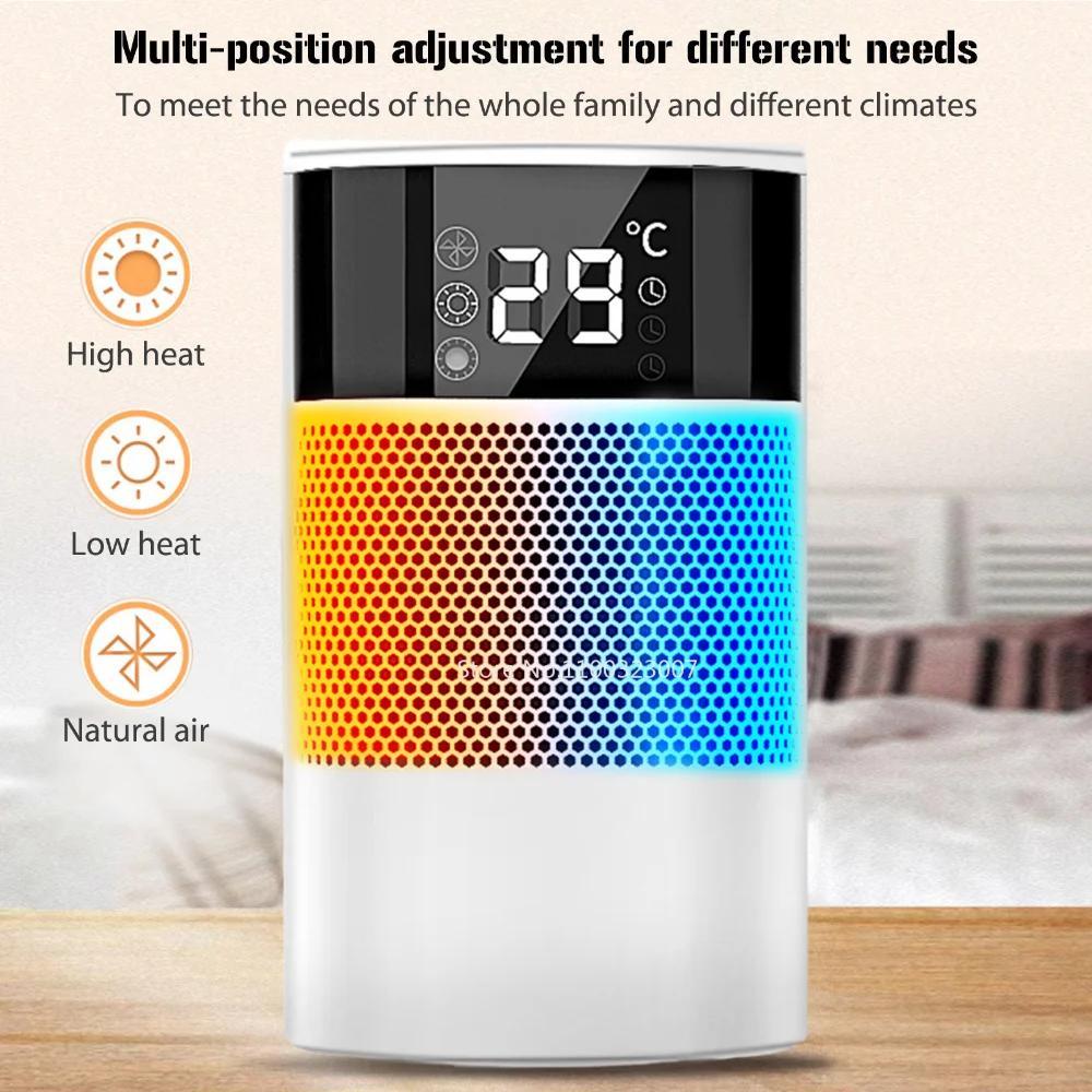 2 IN 1 Desk Electric Heater Touch Screen Heater Warm Air Blower Warmers Energy-saving Heater for Household Bedroom Living Room