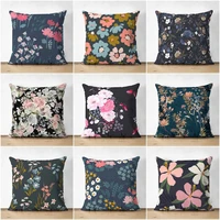 4pcsset floral pillow coverflowers on black background cushion casesquare suede pillow coversummer trend cushion