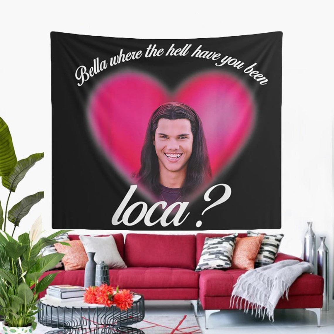 

Забавный гобелен Love Pink Bella, украшение для спальни, спальни