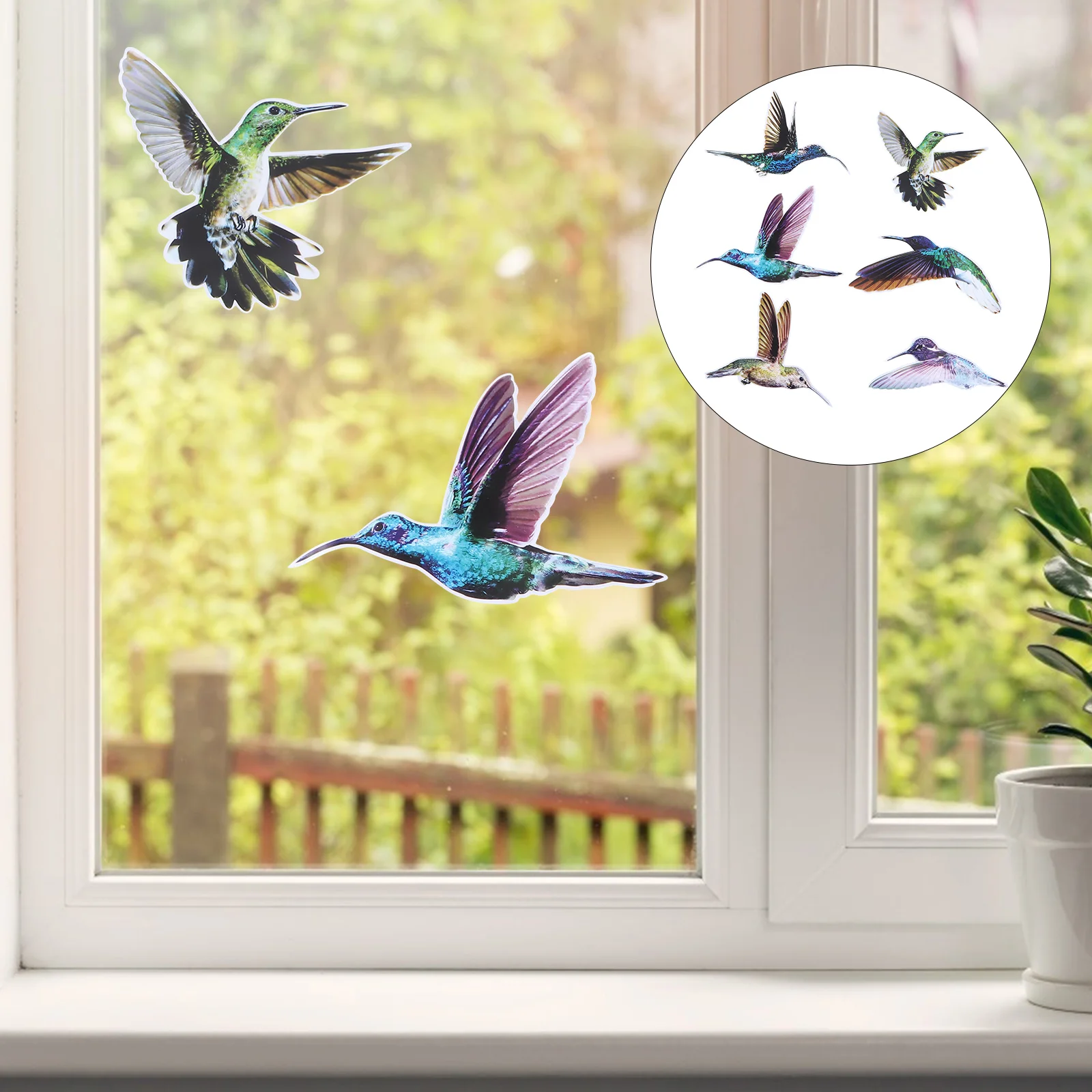 

6pcs Hummingbirds Sticker Background Decal Wall Sticker Wall Decal for Home Wall