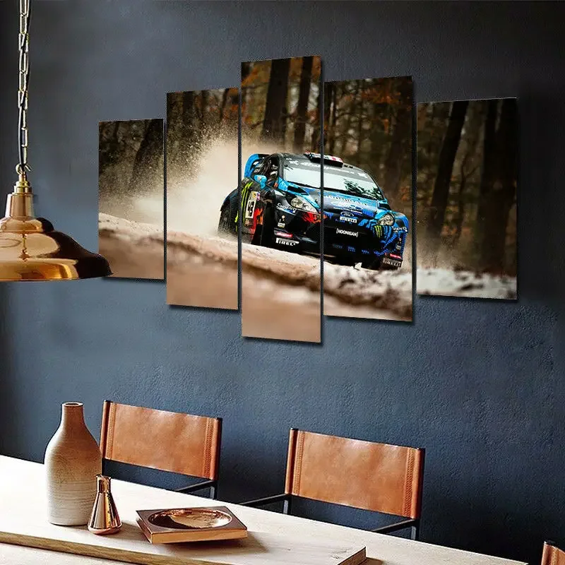 Фото Холст без рамки, 5 шт., Fiesta Hoonigan GYMKHANA, спортивный автомобиль, настенные художественные постеры, картины, домашний декор для гостиной №2