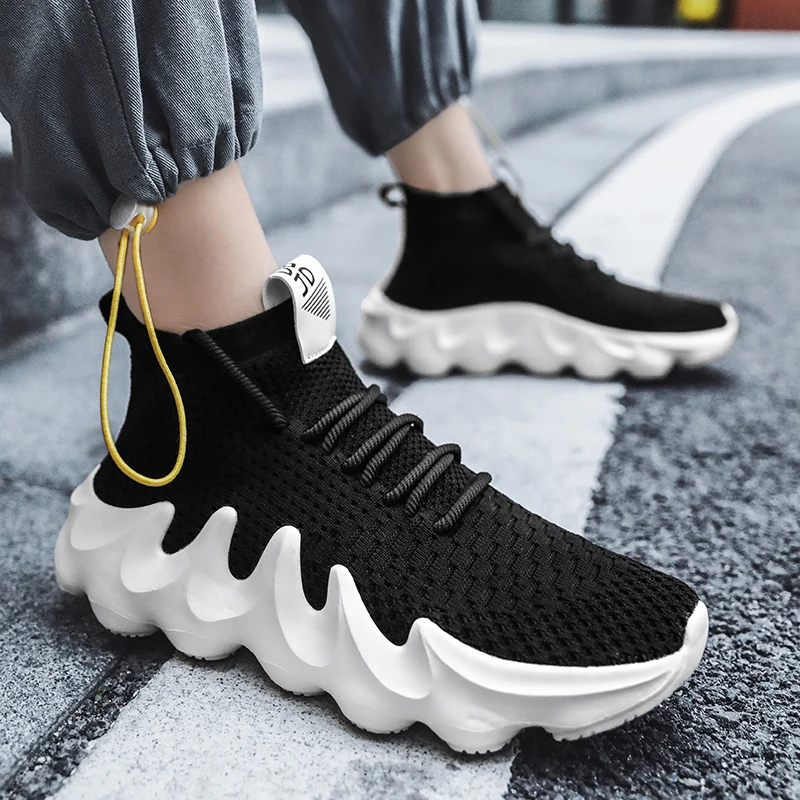 Brand Mens High Top Fashion Sneakers Breathable Shoes Comfortable Sneakers Heighten Sports Shoes Men Lightweight Walking Shoes