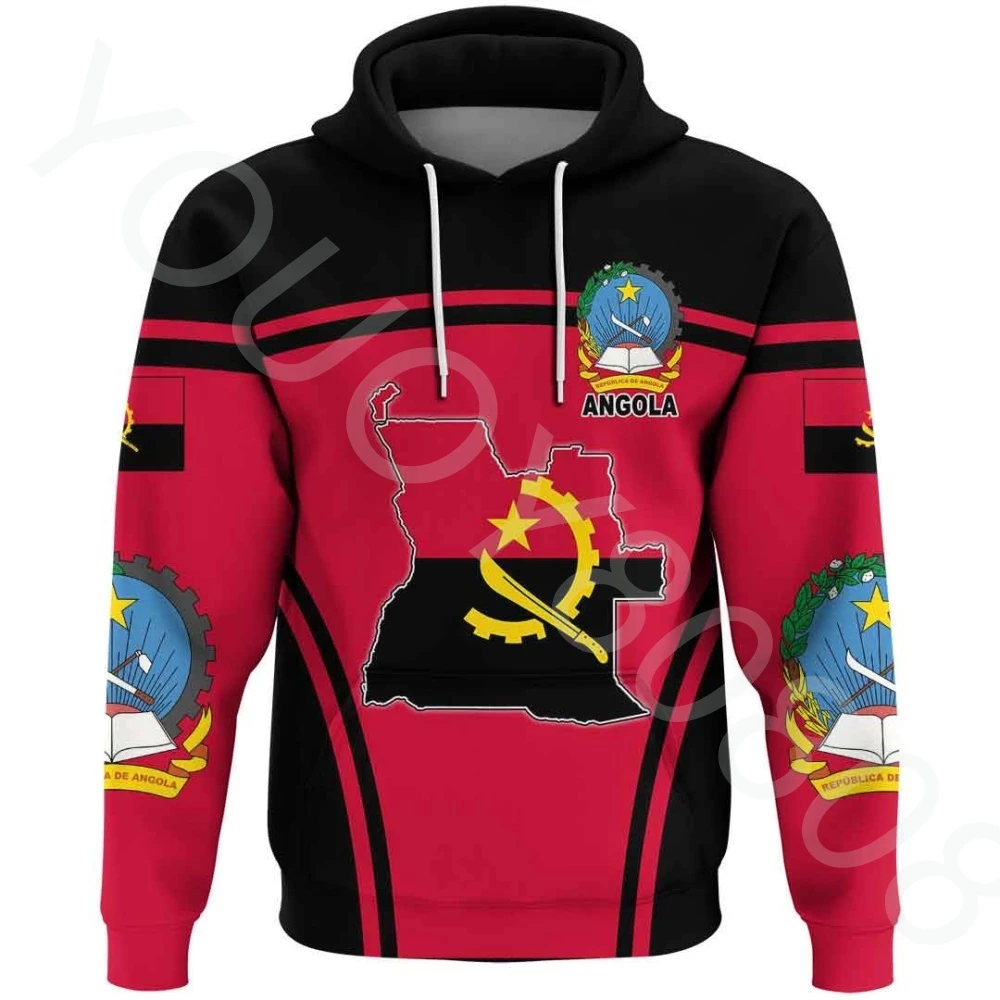 

African men's clothing hoodie sweater loose street print zip-up shirt autumn and winter new sweater Angola event flag hoodie