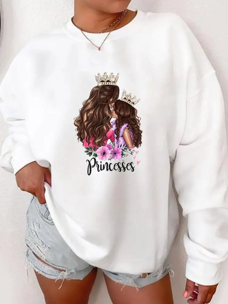 

Graphic Sweatshirts Flower Mom Mama Daughter Casual Print Female Autumn Spring Fashion Pullovers Women Long Sleeve Clothing