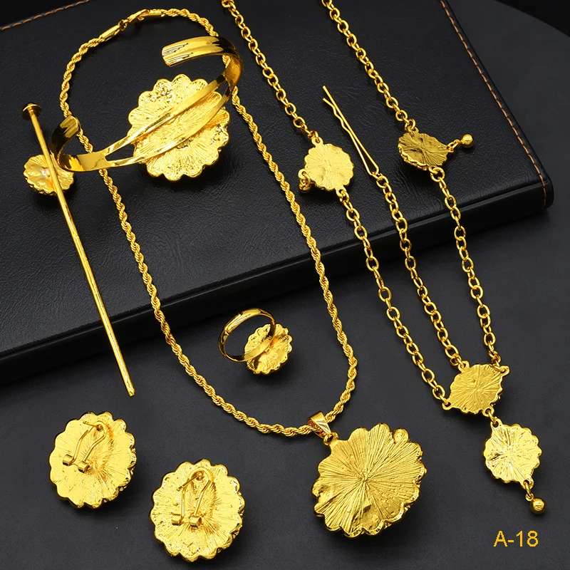 Новый позолоченный набор украшений ANIID в форме эфиопского цветка из 6 предметов