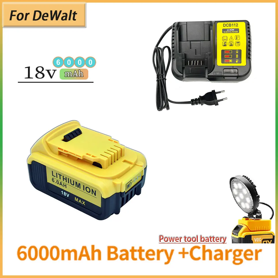 

For Dewalt DCB200 18V 6.0Ah 18650 rechargeable battery Compatible with for dewalt 18V/20V Tools Battery+charger