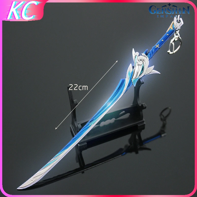 22cm Game Genshin Impact Haran Geppaku Futsu Peripheral Weapon Model Keychain Kamisato Ayato Replica Knife Swords Katana Kid Toy