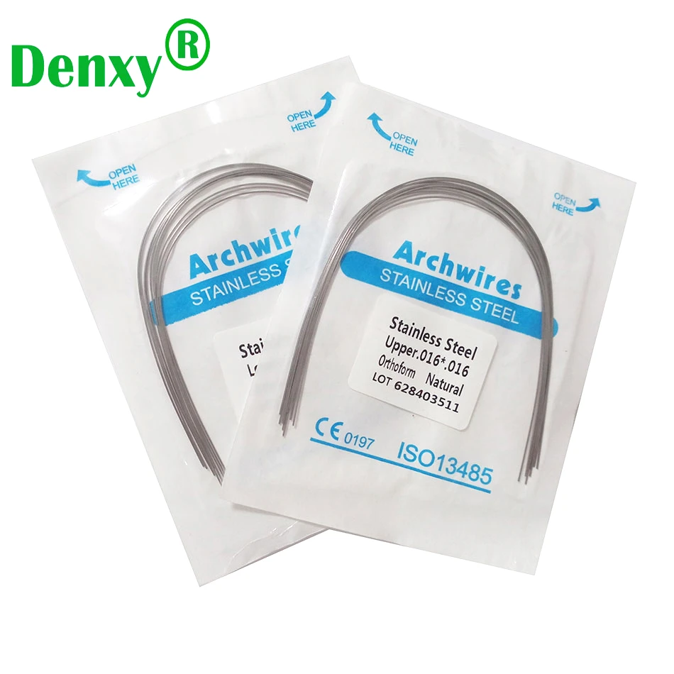 Denxy-cables de arco de acero inoxidable para ortodoncia, 10 paquetes, soporte de arco Natural superelástico Dental
