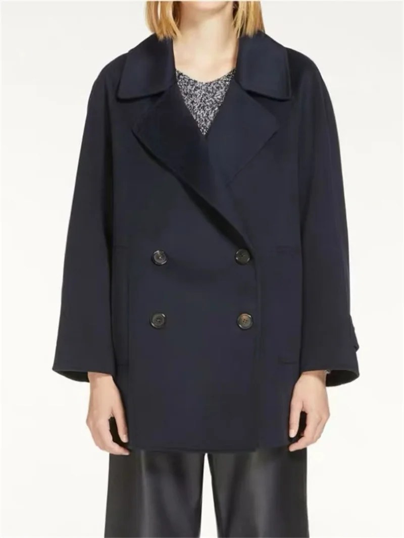 

Двусторонняя шерстяная Женская прямая куртка средней длины, двубортное женское пальто с длинным рукавом на осень и зиму, новинка 2023