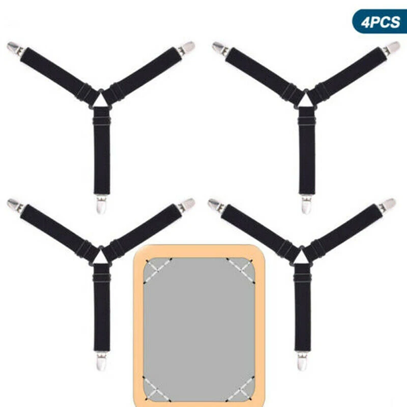 

Brand New Triangle Bed Sheet Mattress Holder Fastener Grippers Clips Suspender Straps