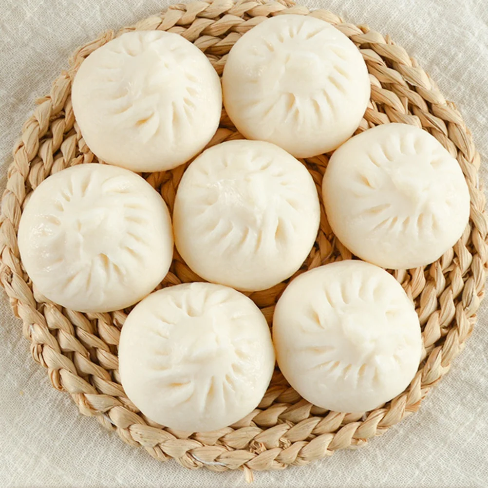 

2 Pcs Simulated Buns Chinese Decorations Kitchen Simulation Food Steamed Stuffed Model Gift Toys Kids Pvc Playing Child