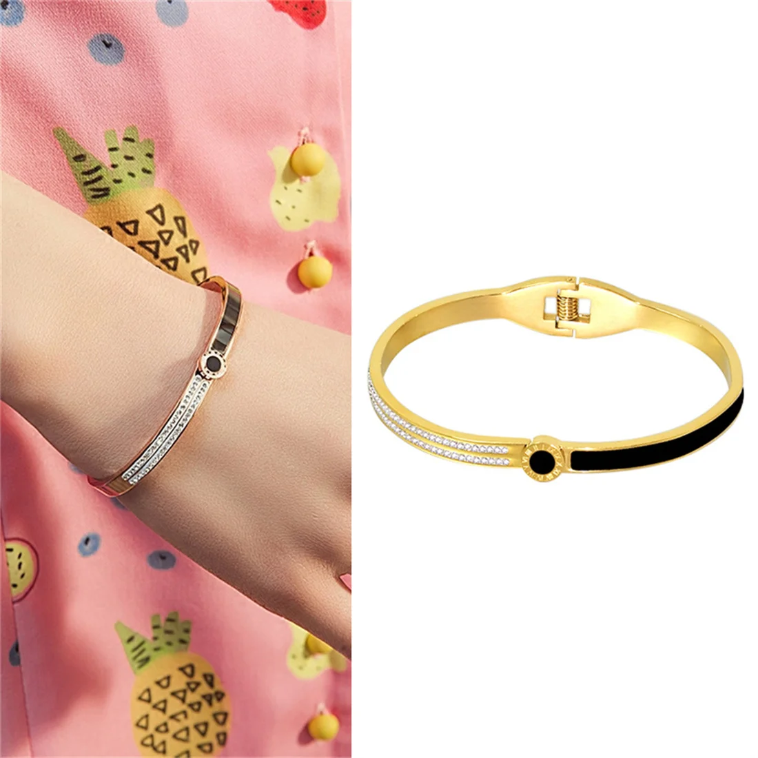 

Модные Универсальные браслеты, двухрядные браслеты, полукруглые браслеты из черного листа с римскими цифрами, браслеты из титановой стали ...