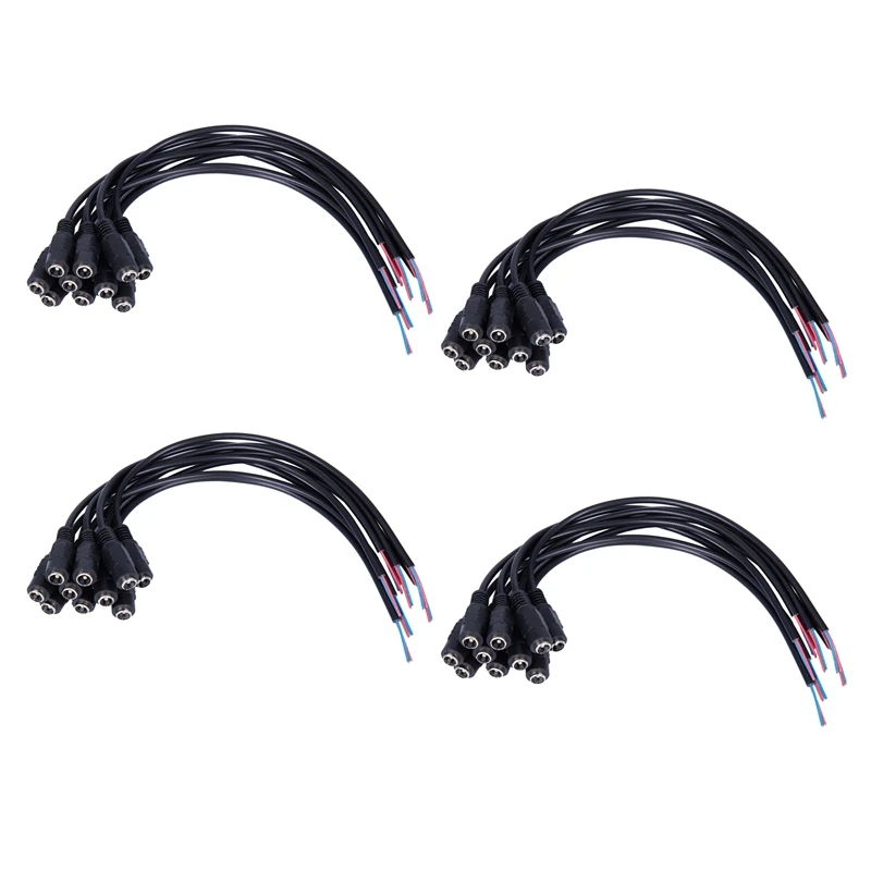 

40 шт. 12 В постоянного тока штекер питания гнездовой разъем штекер кабеля 5, 5 х2, 1 мм со шнуром кабеля 15 см для CCTV СВЕТОДИОДНАЯ полосветильник