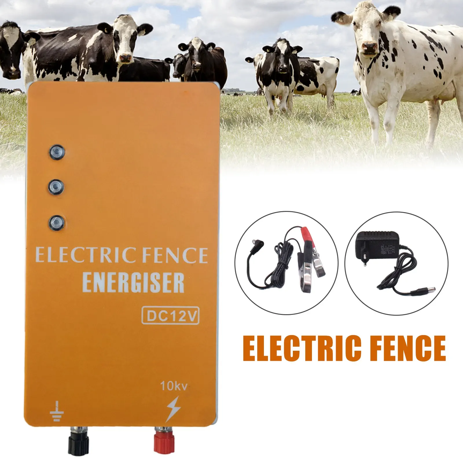 

DC 12V / AC 110V-240V Electric Fence Controller Energizer Charger For Animal Cattle Poultry Supplies pulse 10KV 0.5W