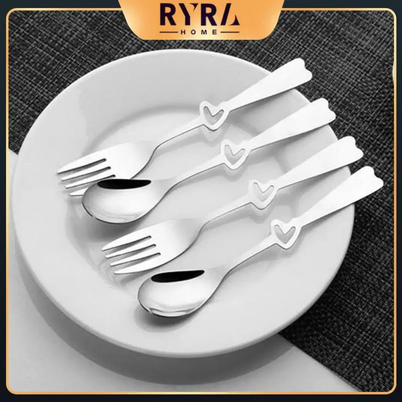 

Mirror Polishing Process Household Round Spoon Machine Throwing Heart-shaped Spoon Fork Not Easy Scratch Kitchen Accessories 12g
