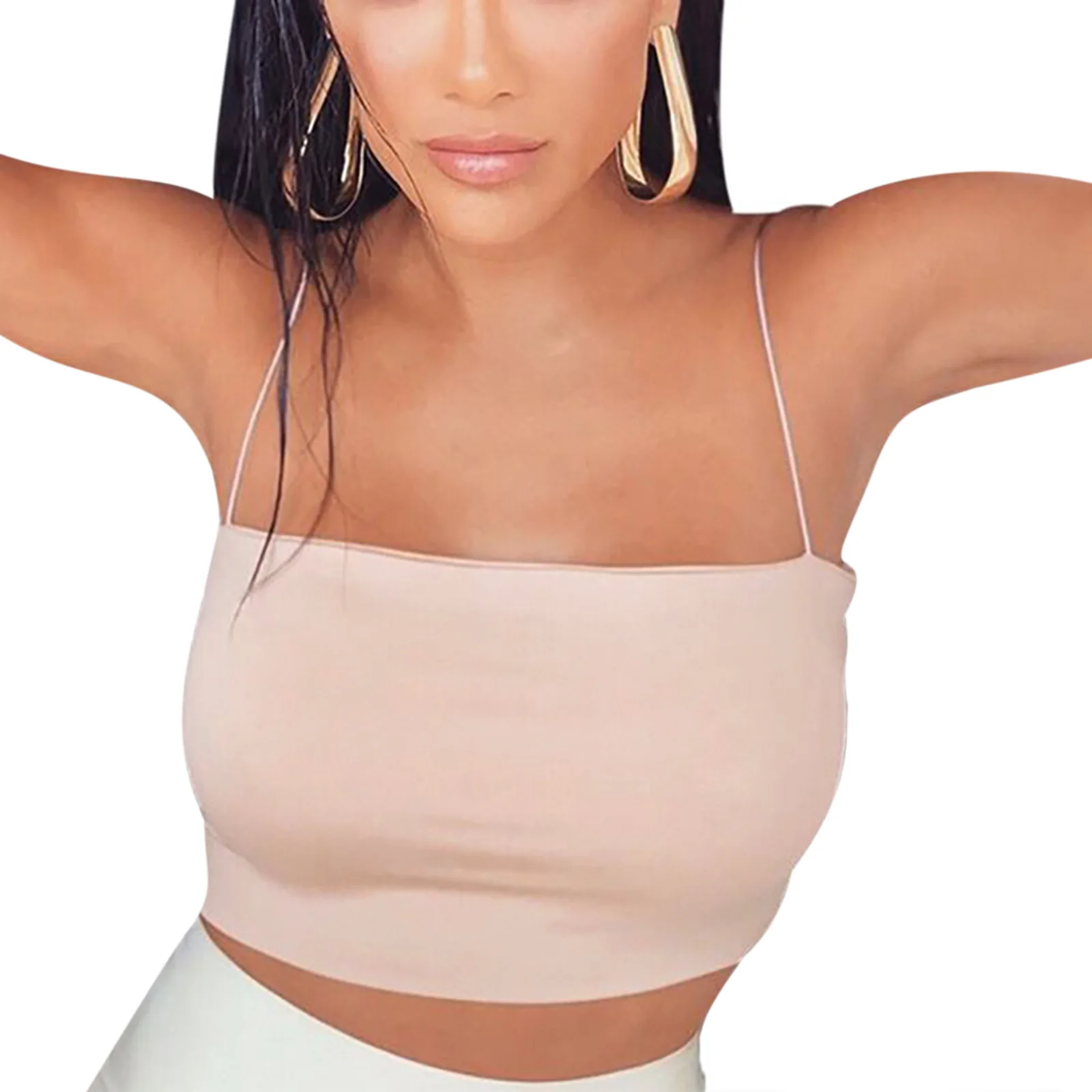 

Women Solid Color Camisoles Fashion Sleeveless Spaghetti Strap Backless Sling Tank Summer Crop Vests Streetwear