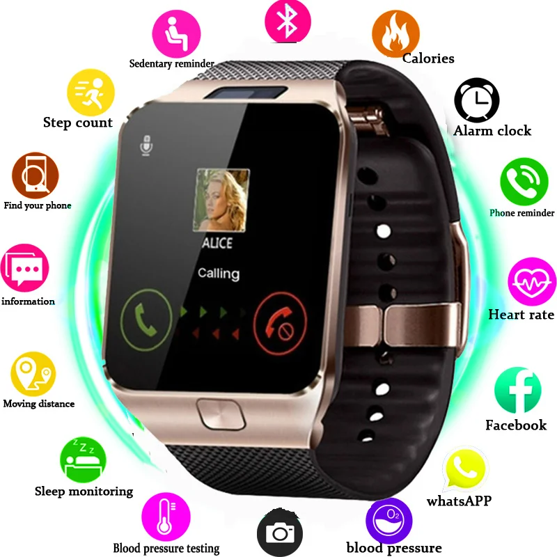 

Call Phone DZ09 Smart Watches Sleep Monitor Support TF SIM Smartwatches Fitness Tracker Remote Control Music Camera Wristwatch