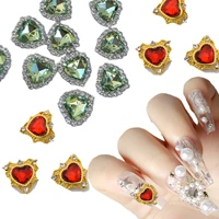 10pcs luxury heart elegant classic nail decoration rhinestones crystal gem gold flatback exquisite crystal nail art accessories