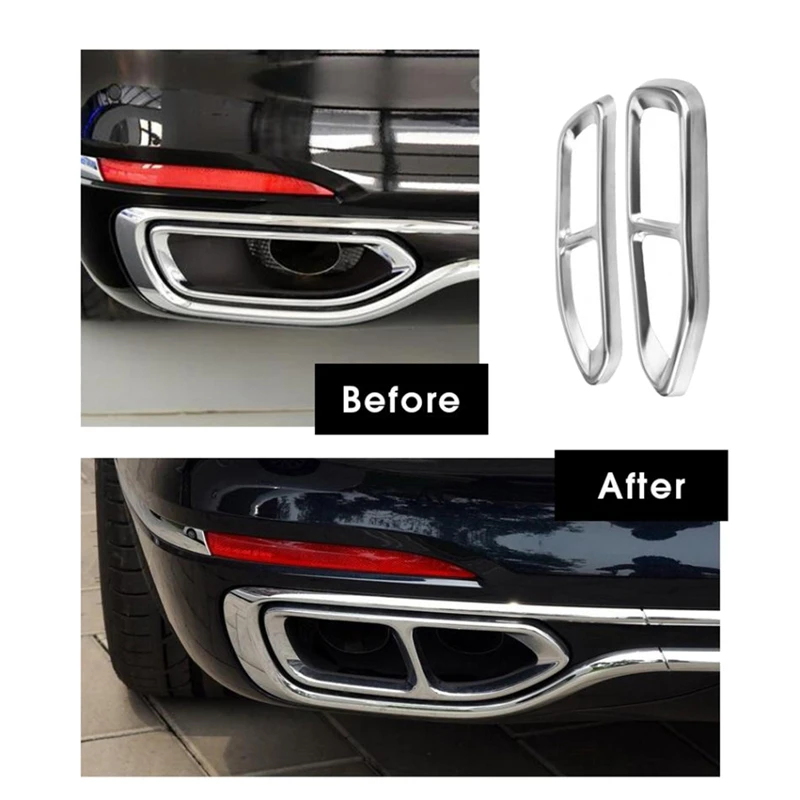 

Car Stainless Steel Tail Exhaust Pipe Output Cover Trim Decoration for-BMW 7 Series G11 G12 2016 2017 2018