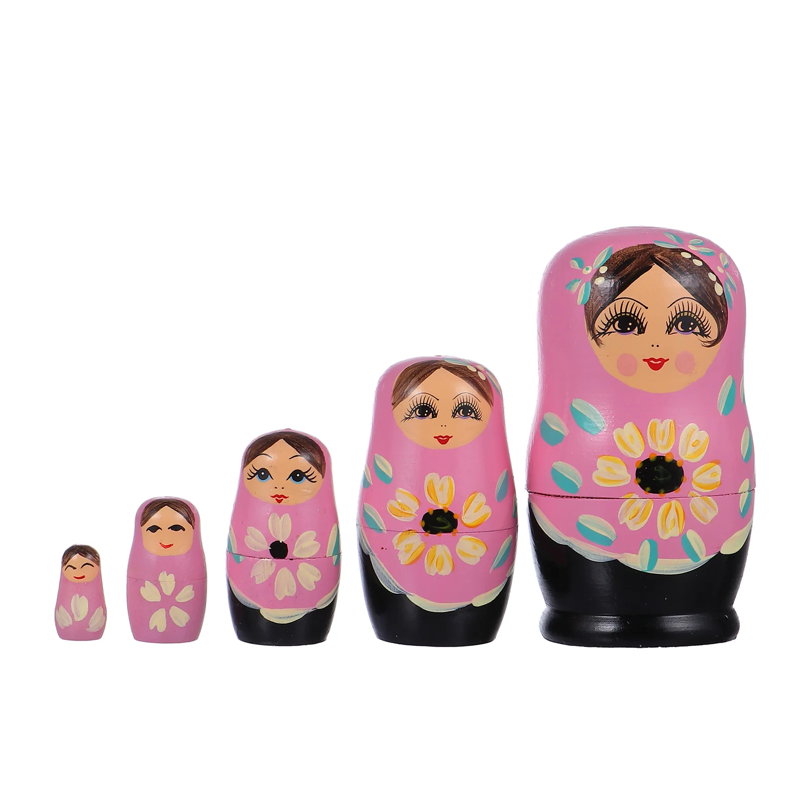 

5Pcs Traditional Russian Nesting Dolls Toys Wood Flower Dolls Gifts Wishing Dolls Home Room Decoration ( )