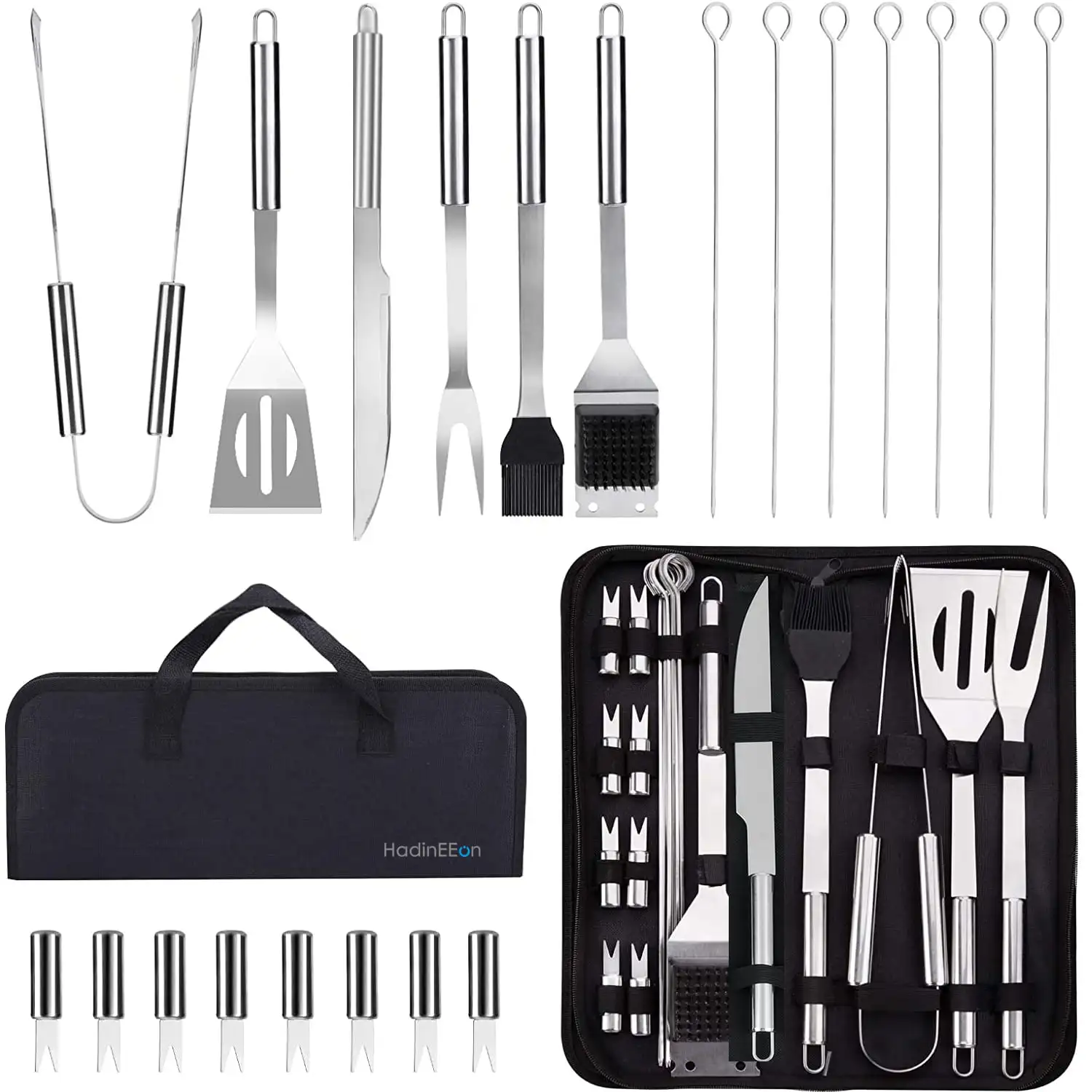 

Free Shipping BBQ Set Grilling Tool Kit 21-Pieces Stainless Steel Barbecue Utensil Accessories Premium Complete Indoor Outdoor G